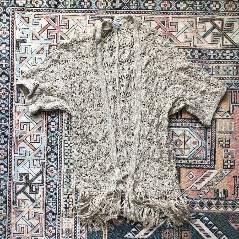 Short Sleeve Crocheted Sweater